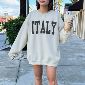 Italy Sweatshirt, Trendy Varsity Sweatshirt, Aesthetic College Crewneck, Oversized Minimalist Sweater, Italy Shirt, Italy Crewneck