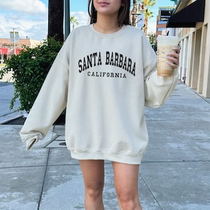 Santa Barbara Sweatshirt, Trendy Preppy Sweatshirt, Aesthetic College Crewneck, Oversized Minimalist Sweater, Santa Barbara California Shirt