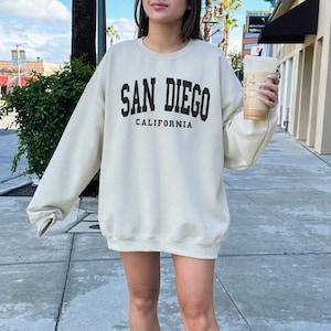 San Diego Sweatshirt, Trendy Preppy Sweatshirt, Aesthetic College Crewneck, Oversized Minimalist Sweater, San Diego California Shirt
