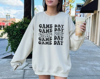 Game Day Sweatshirt, Preppy Varsity Sports Sweatshirt, Game Day Vibes Crewneck, Sunday Football, Football Mom, College Football Sweater