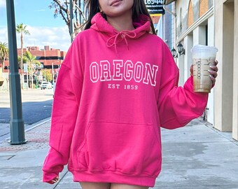 Oregon Hoodie, Oregon Sweatshirt, Retro Trendy Preppy Aesthetic Hoodie, Oversized Minimalist College Hoodie, Oregon State Gift
