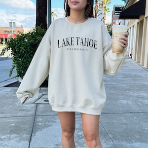 Lake Tahoe Sweatshirt, Trendy Preppy Sweatshirt, Aesthetic College Crewneck, Oversized Minimalist Sweater, Lake Tahoe California Nevada
