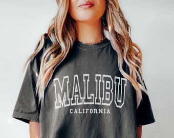 Malibu Shirt, Comfort Colors Trendy Varsity T Shirt, Aesthetic College Shirt, Oversized Minimalist Tee, Malibu California Shirt