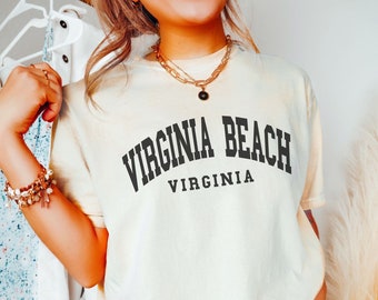 Virginia Beach Shirt, Comfort Colors Virginia Beach Virginia T Shirt, Trendy Preppy Shirt, Aesthetic College Tee, Oversized Minimalist Shirt