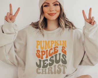 Pumpkin Spice and Jesus Christ Sweatshirt, Aesthetic Christian Crewneck, Fall Coffee Shirt, Religious Apparel, Church Shirt, God Lover Gift