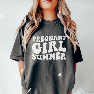 Pregnant Girl Summer Shirt, Comfort Colors Mom to Be Shirt, Baby Announcement, Pregnancy Reveal, Baby Shower Gift, Funny Gift for New Mom