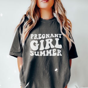 Pregnant Girl Summer Shirt, Comfort Colors Mom to Be Shirt, Baby Announcement, Pregnancy Reveal, Baby Shower Gift, Funny Gift for New Mom