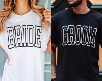 Bride and Groom Shirts, Matching Couple Comfort Colors Shirts, Just Married T Shirt, Honeymoon Shirt, Wedding Shirt, Engaged Mr and Mrs