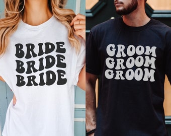 Bride and Groom Shirts, Retro Matching Couple Comfort Colors Shirts, Just Married T Shirt, Honeymoon Shirt, Wedding Shirt, Mr and Mrs