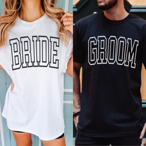 Bride and Groom Shirts, Matching Couple Comfort Colors Shirts, Just Married T Shirt, Honeymoon Shirt, Wedding Shirt, Engaged Mr and Mrs