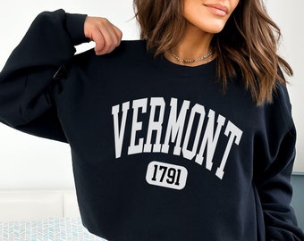 Sweat-shirt Vermont, chemise Vermont, cadeau de l'État du Vermont, pull tendance d'inspiration vintage, sweat-shirt graphique, col rond minimaliste esthétique