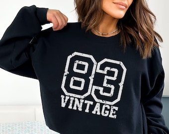 1983 Sweatshirt, Vintage Inspired Distressed Birthday Sweatshirt, Vintage 1983, Born in 1983, Birth Year Gift, Trendy Aesthetic Crewneck