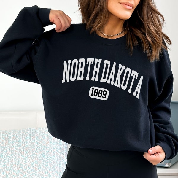 North Dakota Sweatshirt, North Dakota Shirt, North Dakota Gift, Trendy Vintage Inspired Sweater, Graphic Sweatshirt, Aesthetic Minimalist