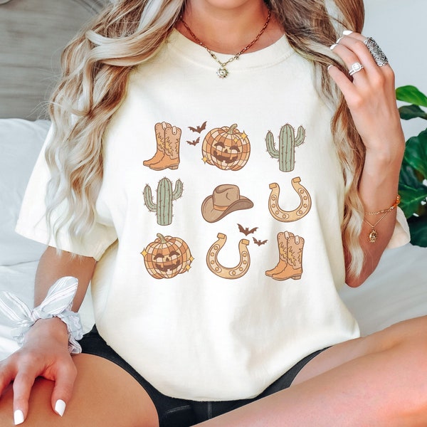 Comfort Colors Western Halloween Shirt, Cowgirl Halloween, Cowboy Country Graphic Tee, Cute Fall T Shirt, Pumpkin Shirt, Cowboy Boots Shirt