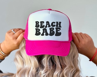 Beach Babe Hat, Beach Hat, Trucker Hat for Women, Foam Front Trucker Hat, Boat Hat, Party Hat, Trendy Trucker Hat, Retro Hat, Trucker Cap