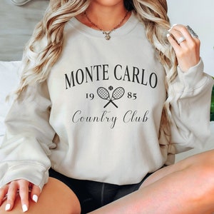 Monte Carlo Sweatshirt, Monte Carlo Country Club Sweatshirt, Preppy Tennis Club Crewneck, Old Money Aesthetic Sweatshirt, Monaco Pullover