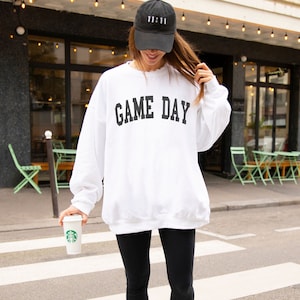 Game Day Sweatshirt, Preppy Varsity Sports Sweatshirt, Game Day Vibes Crewneck, Sunday Football, Football Mom, College Football Sweater