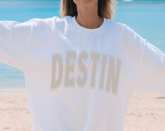 Sudadera Destin, sudadera universitaria de moda, sudadera universitaria estética de cuello redondo, suéter minimalista de gran tamaño, camiseta de soltera de Destin