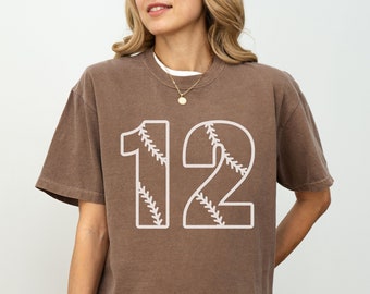 Custom Baseball Mom Shirt with Number, Comfort Colors Sports Mom T Shirt, Baseball Mom Gift, Baseball Mama, Game Day Shirt, Baseball Gift