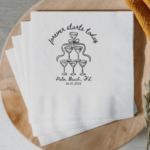 Custom Wedding Napkins, Personalized Cocktail Napkins, Engagement Party Napkins, Anniversary Napkins, Wedding Reception, Rehearsal Dinner