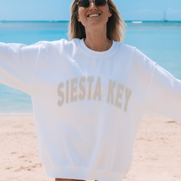 Siesta Key Sweatshirt, Trendy Varsity Sweatshirt, Aesthetic College Crewneck, Oversized Minimalist Sweater, Siesta Key Florida Shirt