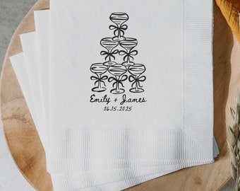 Custom Wedding Napkins, Personalized Cocktail Napkins, Engagement Party Napkins, Anniversary Napkins, Wedding Reception, Rehearsal Dinner