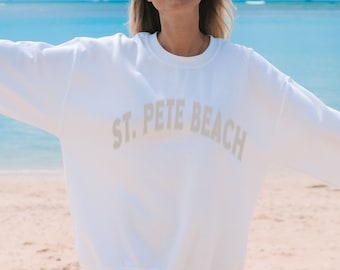 St Pete Beach Sweatshirt, Trendy Varsity Sweatshirt, Aesthetic College Crewneck, Oversized Minimalist Sweater, St Pete Beach Florida Shirt