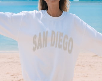 San Diego Sweatshirt, Trendy Varsity Sweatshirt, Aesthetic College Crewneck, Oversized Minimalist Sweater, San Diego California Shirt