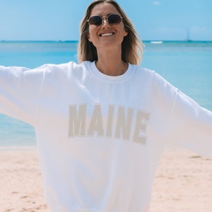 Maine Sweatshirt, Trendy Varsity Sweatshirt, Aesthetic College Crewneck, Oversized Minimalist Sweater, Maine Crewneck, Maine Shirt