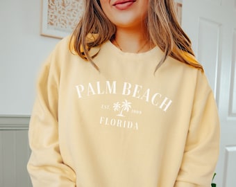 Palm Beach Sweatshirt, Palm Beach Florida, Trendy Preppy Comfort Colors Sweatshirt, Aesthetic College Crewneck, Oversized Minimal Sweater