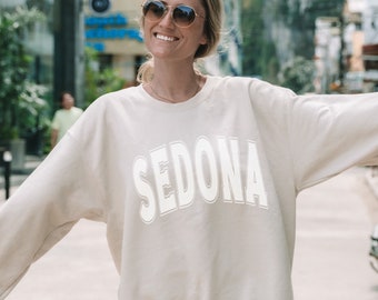 Sedona Sweatshirt, Trendy Varsity Sweatshirt, Aesthetic College Crewneck, Oversized Minimalist Sweater, Sedona Arizona Shirt