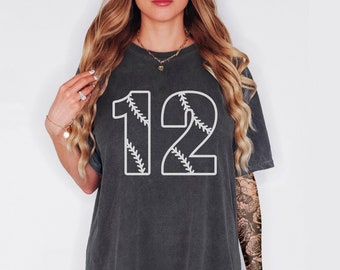 Custom Baseball Mom Shirt with Number, Comfort Colors Sports Mom T Shirt, Baseball Mom Gift, Baseball Mama, Game Day Shirt, Baseball Gift