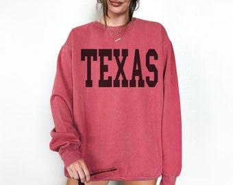 Texas Sweatshirt, Trendy Varsity Sweatshirt, Aesthetic College Crewneck, Oversized Minimalist Sweater, Texas State Sweatshirt