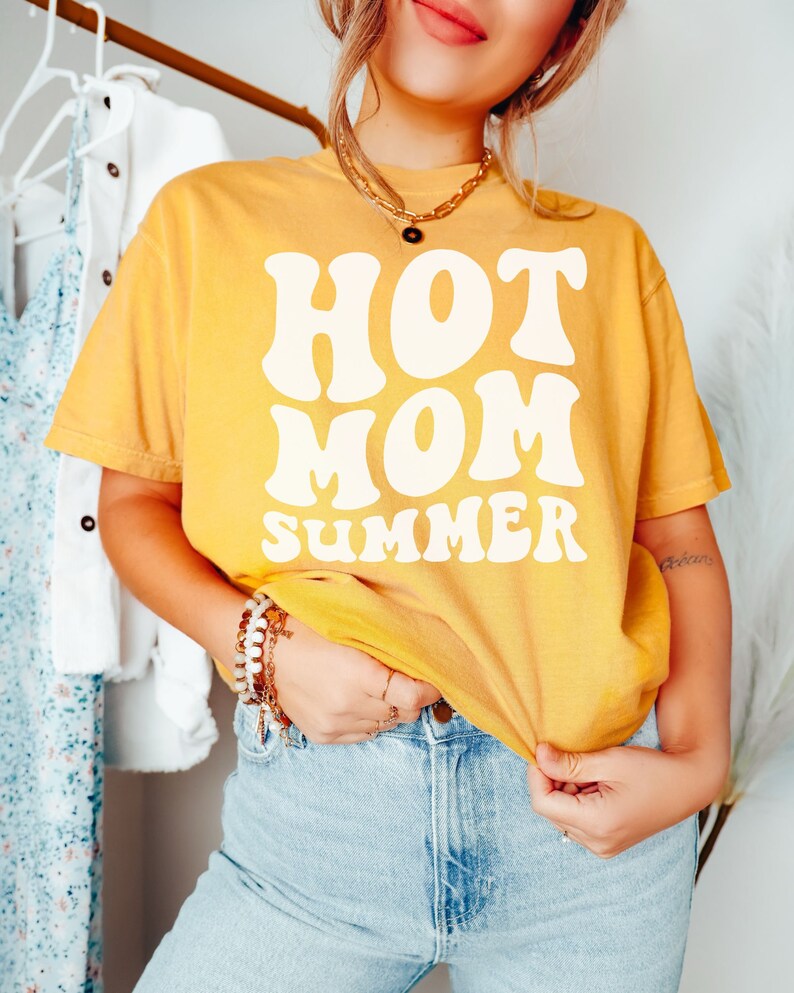 Hot Mom Summer Shirt, Comfort Colors Retro Mom Shirt, Mom T Shirt, Mama Shirt, Gift for Mom, Summer Beach Shirt, Vacation Shirt,Hot Mom Club Mustard