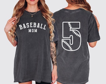 Custom Baseball Mom Shirt with Number, Comfort Colors Sports Mom T Shirt, Baseball Mom Gift, Baseball Mama, Game Day Shirt, Baseball Gift
