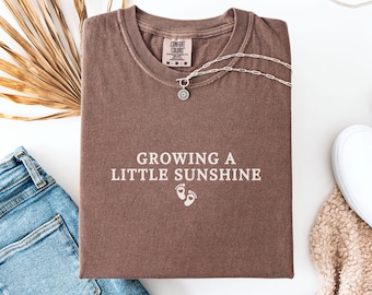 Growing A Little Sunshine, Pregnant Shirt, Summer Pregnancy Reveal, Pregnancy Announcement, Baby Bump T Shirt, Gift For New Mom,Baby Shower