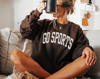 Go Sports Sweatshirt, Game Day Sweatshirt, Preppy Varsity Sports Sweatshirt, Game Day Vibes Crewneck, Sunday Football, Football Mom