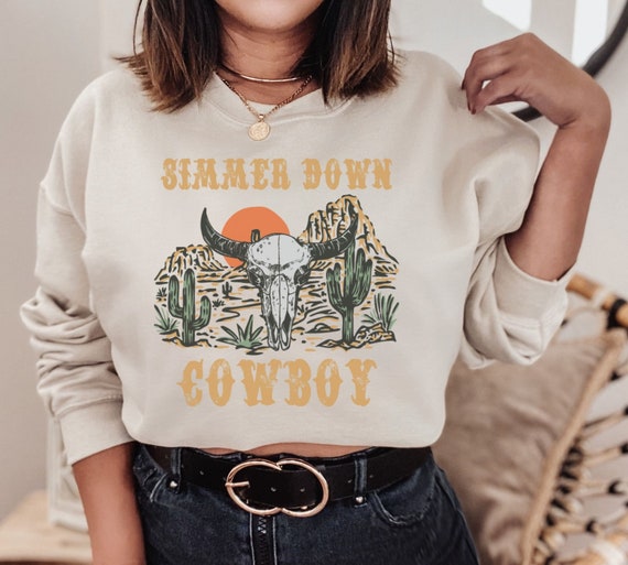 Western Sweatshirt Simmer Down Cowboy Country Sweatshirt - Etsy