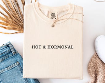 Hot & Hormonal, Funny Pregnant Shirt, Summer Pregnancy Reveal, Pregnancy Announcement, Baby Bump T Shirt, Gift For New Mom, Baby Shower Gift