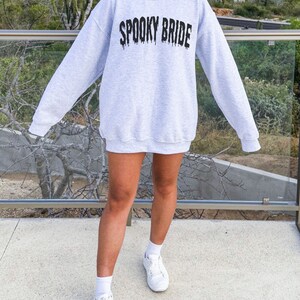Spooky Bride Sweatshirt, Retro Halloween Bride Sweatshirt, Halloween Bachelorette, Engagement Gift, Wedding Gift, Bridal Shower Crewneck Ash