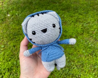 Gray Cat Hoodie Plush