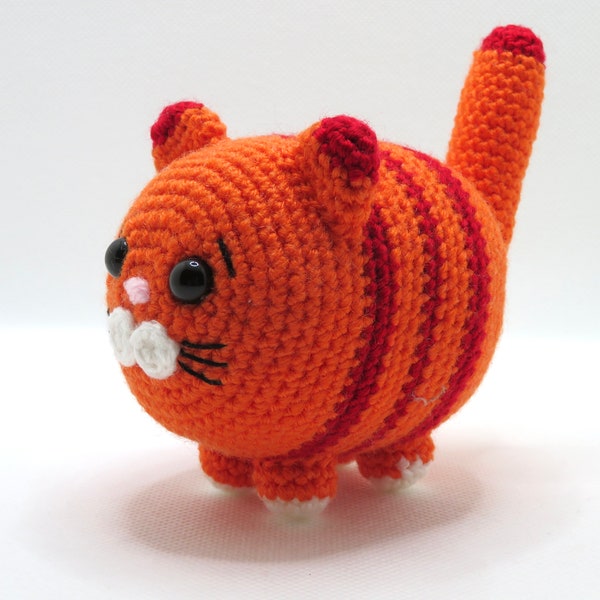 Crochet Cat Plush Amigurumi, Orange and Red