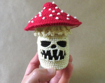 Spooky mushroom plush crochet figurine