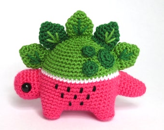 Pink Watermelon Dinosaur Plush Crochet Amigurumi