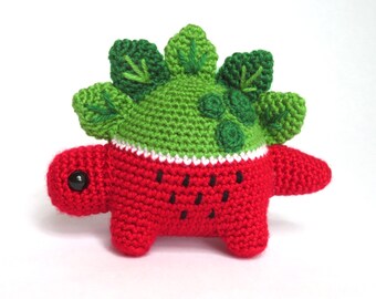 Red Watermelon Dinosaur Plush Crochet Amigurumi