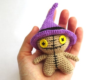Halloween Witch Poppet | Creepy Crochet Amigurumi Doll with Button Eyes