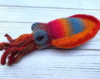 Cuttlefish Squid Plush Crochet Amigurumi Figurine