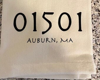customizable zip code dish towel