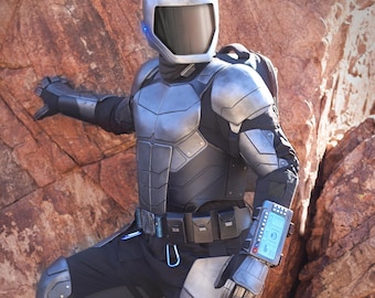 Armadura espacial de ciencia ficción V1 con casco (cualquier color, para hombre o mujer)