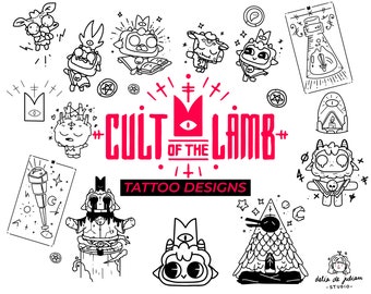 CULT of the LAMB Tattoo Designs Illustrations Sheet - Digital Download in Jpg, Png, Eps, Ai and Svg
